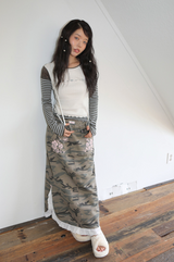 DREAM FLOWER STRIPE SLEEVES TOP CREAM