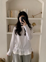 WT Lace Frill Layered Long Sleeve T-Shirt (2color)