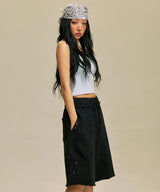 STAR PATCH BERMUDA SWEAT SHORTS_BK