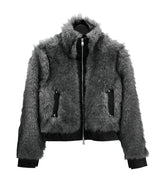 Wolf Two-Tone Leather Fur Jumper