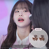[CHUU Piercing] ハートクリスタル&リボンピアス - ローズゴールド