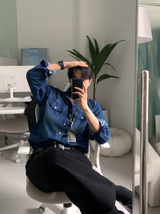  Deface Double Flap Pocket Denim Shirt