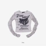 Cassé shirring lettering t-shirt
