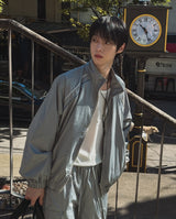 カイ ナイロン グロッシー パイピング ジップアップ