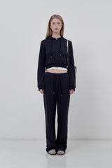 KIRSH プレーンスリムフィットクロップパーカージップアップ [DARK NAVY]