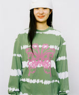 Butterfly Stripe Long Sleeve Tee - Green/White