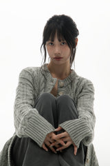 FOG CABLE KNIT CARDIGAN (GREY)
