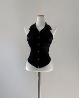 Eriso button halter top (black)