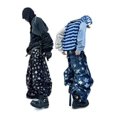 RELABEL (DIGGER Star Overlap Print) Mottled Five-Pointed Star Full-Print Pleated Workwear Denim Wide-Leg Pants
