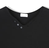 Veil Button V-neck Short Sleeve T-shirt