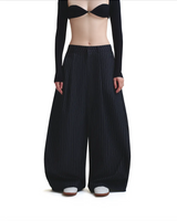 PUSH PUSH PP STRIPES PANTS ストライプワイドパンツ（ブラック）
