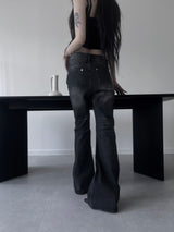 washed slub bootcut denim (2color)
