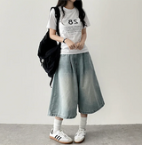 メリピンタックデニムバミューダショーツ [ショート & ロングセレクション*]