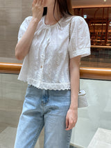 セデルレースフラワー刺繍ブラウス
