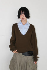 DEEP V-NECK OVER KNIT