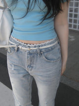 Naon Lace Washing Bootcut Denim Pants