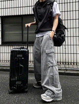 ピグメントバルーンステッチカーゴデニムパンツ
