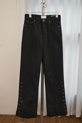 スナップボタン ディテール スリットパンツ (Black/2size)