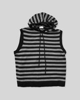 Broad Stripe Knit Hoodie Vest