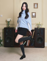 Margaret High Neck Knit Cape Cardigan Sky Blue