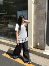 チエールベルトセットコットンワイドバンディングパンツ
