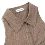 SLEEVLESS SHIRRING SHIRTS (PINK YELLOW)