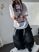 Johnsy Carpenter Balloon Fit Elastic Waist Denim Pants 3color