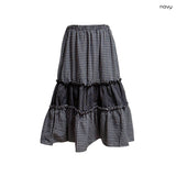 (2color) Candy Stripe Tiered Check Long Skirt