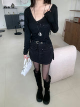 Amber Trail Buckle Belt Suede Long Boots (2 colors)