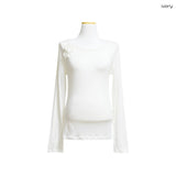 (3color) Rose Appliqué Wool Long Sleeve Tee