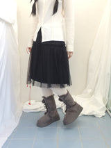 Suede Rabbit Fur Boots