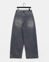 Tinta Heart Print Wide-Leg Denim Pants