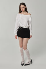 Misty button line knit, White