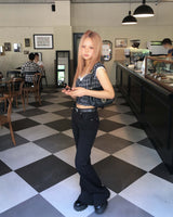 Back stud boots cut pants