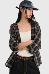 Bear Wrinkle Check Hood Shirt