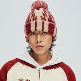 navajo pattern beanie red