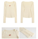 Mink Cuffs Square Neck Lace Long Sleeve T-shirt