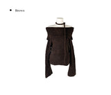 [Muffler Set/Wool Knit] Cozen Off-Shoulder Loose Fit Tie Knit