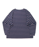ストライプ バインディングネック ボックス ティー (Dark Navy)