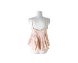 Mealing Frill Button Lace Flared Sleeveless Blouse
