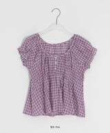Pocochi Check Shirring Blouse