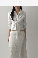 Ribbon Stripe Crop Shirt