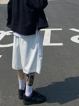 レザーピンタックバミューダハーフパンツ2C