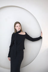 Unbalanced Muffler Knit Black