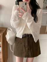 SP Buckle Crop Basic V-neck Knit Cardigan (5color)