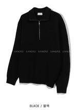 Nade Washable Overfit High Neck Turtle Semi-Zip-Up Knit