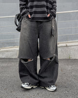 Limit destroyed wide denim pants