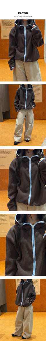 [Unisex] Line fleece hood zip up(3color)