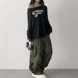 Alling lettering shoulder long sleeve tee