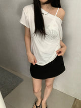 Fabian Beads Off-Shoulder T-Shirt